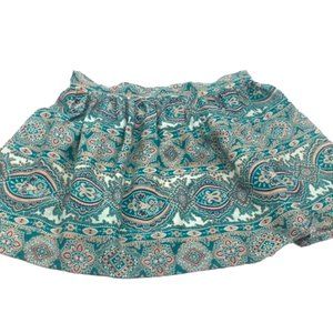 Wet Seal Turquoise & Peach Boho Min Skirt Size S